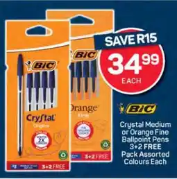 Pick n Pay BIC Crystal Medium or Orange Fine Ballpoint Pens offer