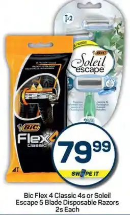 Pick n Pay Bic Flex 4 Classic 4s or Soleil Escape 5 Blade Disposable Razors 2s Each offer