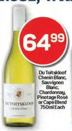 Pick n Pay Du Toitskloof Chenin Blanc, Sauvignon Blanc, Chardonnay, Pinotage Rosé or Cape Blend offer