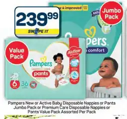 Pick n Pay Hypermarket Pampers New or Active Baby Disposable Nappies or Pants offer