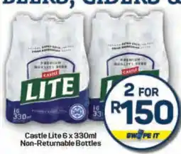 Pick n Pay Castle Lite 6 x 330ml Non-Returnable Bottles offer