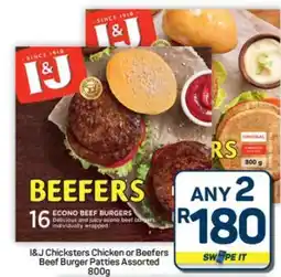 Pick n Pay Hypermarket I&J Chicksters Chicken or Beefers Beef Burger Patties Assorted offer