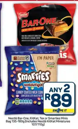 Pick n Pay Hypermarket Nestlé Bar-One, KitKat, Tex or Smarties Minis Bag offer