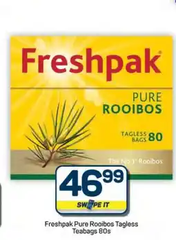 Pick n Pay Hypermarket Freshpak Pure Rooibos Tagless Teabags 80s offer