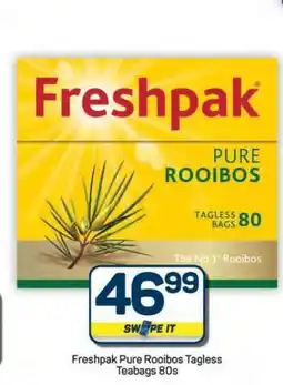 Pick n Pay Hypermarket Freshpak Pure Rooibos Tagless Teabags 80s offer
