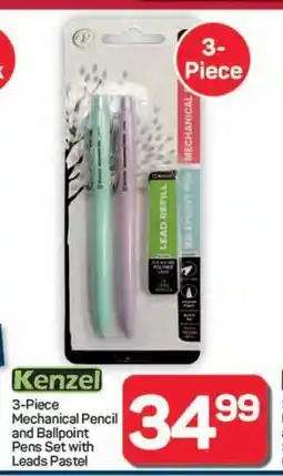 Pick n Pay Hypermarket Kenzel 3-Piece Mechanical Pencil and Ballpoint Pens Set with Leads Pastel offer