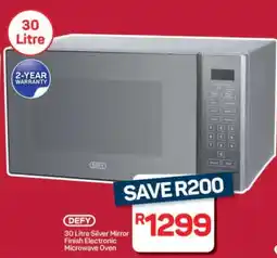 Pick n Pay Hypermarket DEFY 30 Litre Silver Mirror Finish Electronic Microwave Oven offer