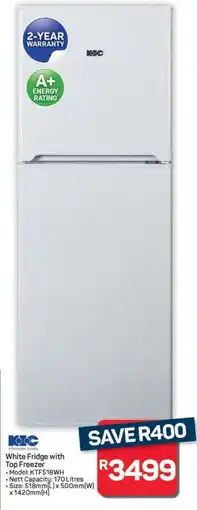 Pick n Pay Hypermarket White Fridge with Top Freezer offer