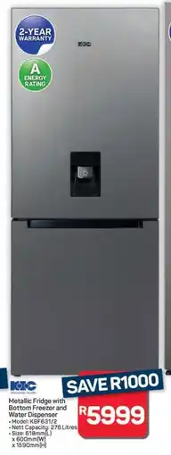 Pick n Pay Hypermarket Metallic Fridge with Bottom Freezer and Water Dispenser offer