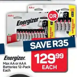 Pick n Pay Hypermarket Energizer Max AA or AAA Batteries 12-Pack offer