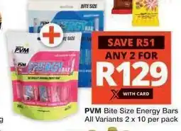 Checkers PVM Bite Size Energy Bars offer