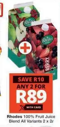 Checkers RHODES 100% FRUIT JUICE BLEND offer