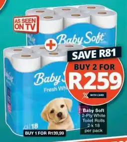 Checkers Baby Soft 2-Ply White Toilet Rolls offer