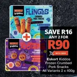 Checkers Eskort Kiddos Frozen Crumbed Pork Snacks offer