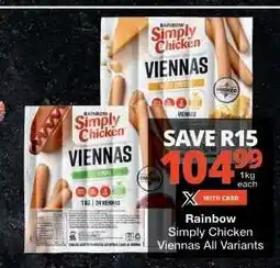 Checkers Rainbow Simply Chicken Viennas All Variants offer
