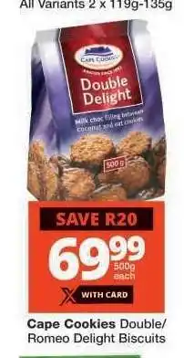Checkers Cape Cookies Double/Romeo Delight Biscuits offer