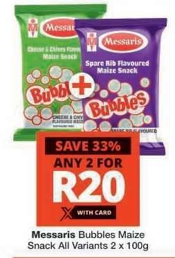 MESSARIS Bubbles Maize Snack offer at Checkers