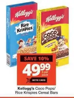 Checkers Kellogg's Coco Pops/Rice Krispies Cereal Bars offer