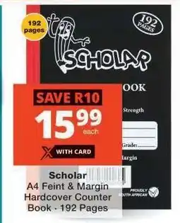Checkers Scholar A4 Feint & Margin Hardcover Counter Book - 192 Pages offer