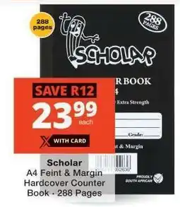 Checkers Scholar A4 Feint & Margin Hardcover Counter Book - 288 Pages offer