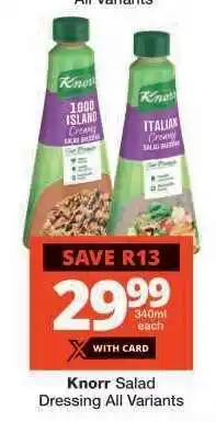 Checkers KNORR SALAD DRESSING all variants offer