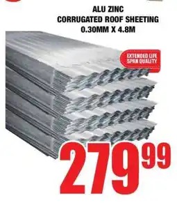 Boxer ALU ZINC CORRUGATED ROOF SHEETING 0.30MM X 4.8M offer