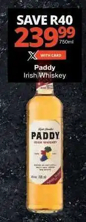 Checkers Paddy Irish Whiskey offer
