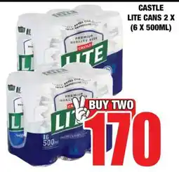Boxer CASTLE LITE CANS 2 X (6 X 500ML) offer
