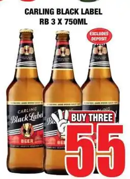 Boxer CARLING Black Label RB 3 x 750ml offer