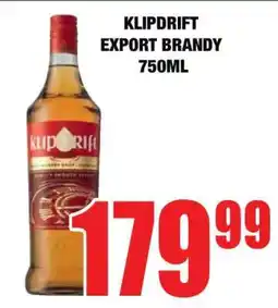 Boxer KLIPDRIFT EXPORT BRANDY 750ml offer
