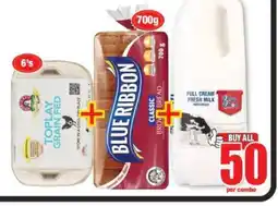 Boxer Toplay Grain Fed Eggs 6's + Blue Ribbon Classic Brown Bread 700g + Full Cream Fresh Milk offer
