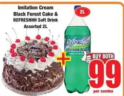 Boxer Imitation Cream Black Forest Cake & REFRESHHH Soft Drink Assorted 2L offer