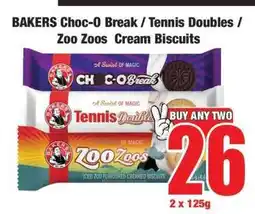 Boxer BAKERS Choc-O Break / Tennis Doubles / Zoo Zoos Cream Biscuits offer