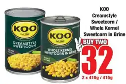 Boxer KOO Creamstyle Sweetcorn / Whole Kernel Sweetcorn In Brine offer