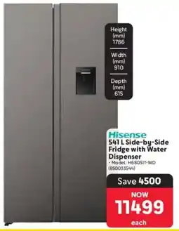 Makro Hisense Side-by-Side Fridge with Water Dispenser offer