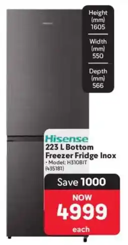 Makro Hisense Bottom Freezer Fridge Inox offer