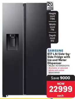 Makro Samsung AI Side-by-Side Fridge with Ice and Water Dispenser offer