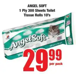 Boxer ANGEL SOFT 1 Ply 300 Sheets Toilet Tissue Rolls 10's offer