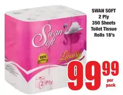 Boxer SWAN SOFT 2 Ply 350 Sheets Toilet Tissue Rolls 18's offer