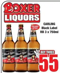 Boxer CARLING Black Label RB 3 x 750ml offer