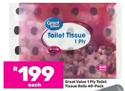 Game Great Value 1 Ply Toilet Tissue Rolls offer