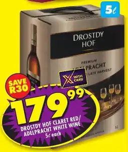Shoprite Liquor Drostdy hof claret red/ adelpracht white wine offer