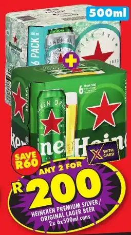 Shoprite Liquor Heineken premium silver/ original lager beer cans offer