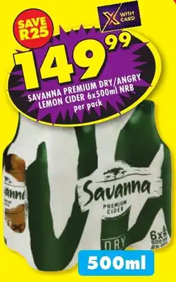 Shoprite Liquor Savanna premium dry/ angry lemon cider nrb offer