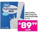 Game Great Value UHT Long Life Full Cream Milk-6 x 1L offer