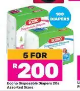 Game Econo Disposable Diapers Assorted Sizes-For 5 x 20s offer