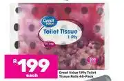 Game Great Value 1 Ply Toilet Tissue Rolls 48 Pack offer