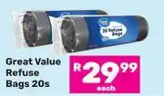 Game Great Value Refuse Bags-20s Pack offer