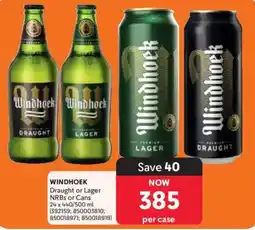 Makro WINDHOEK Draught or Lager NRBs or Cans offer