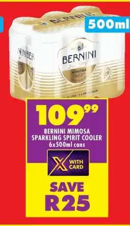 Shoprite BERNINI MIMOSA SPARKLING SPIRIT COOLER 6x500ml cans offer